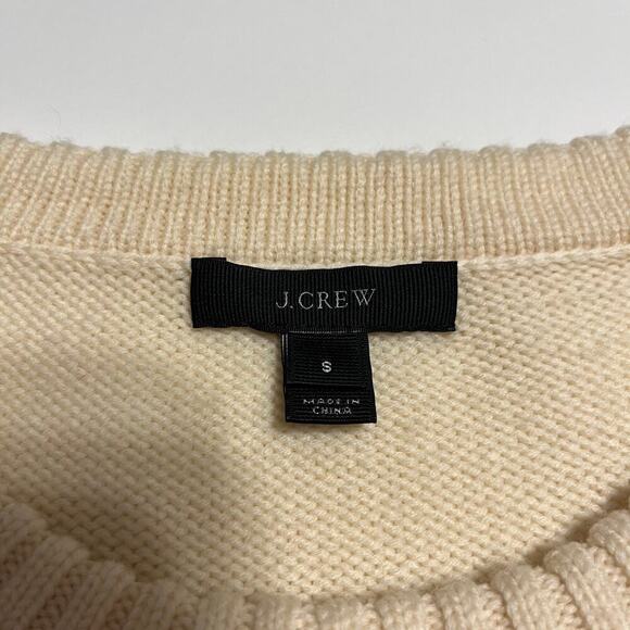 JCrew 100% Wool Sweater‎ White Cream Striped Knit Size Small Long Sleeve Warm - Picture 3 of 8
